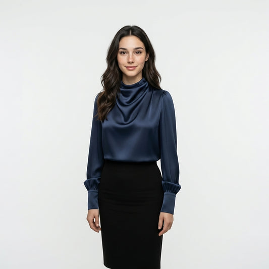 Blue Satin Blouse
