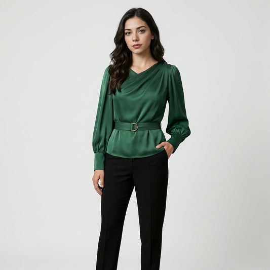 Green Satin Blouse