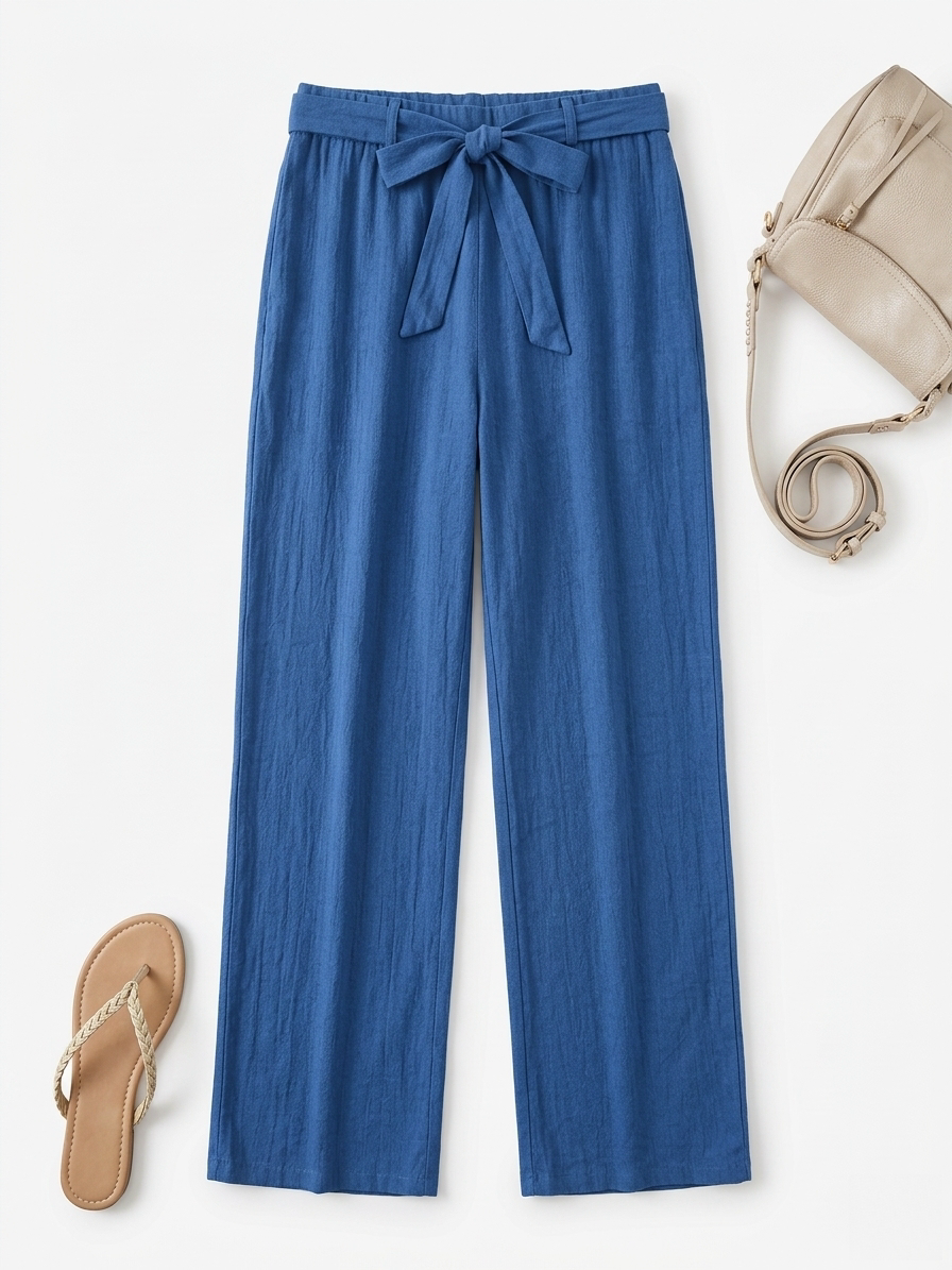 Women's Pants with Tied Belt