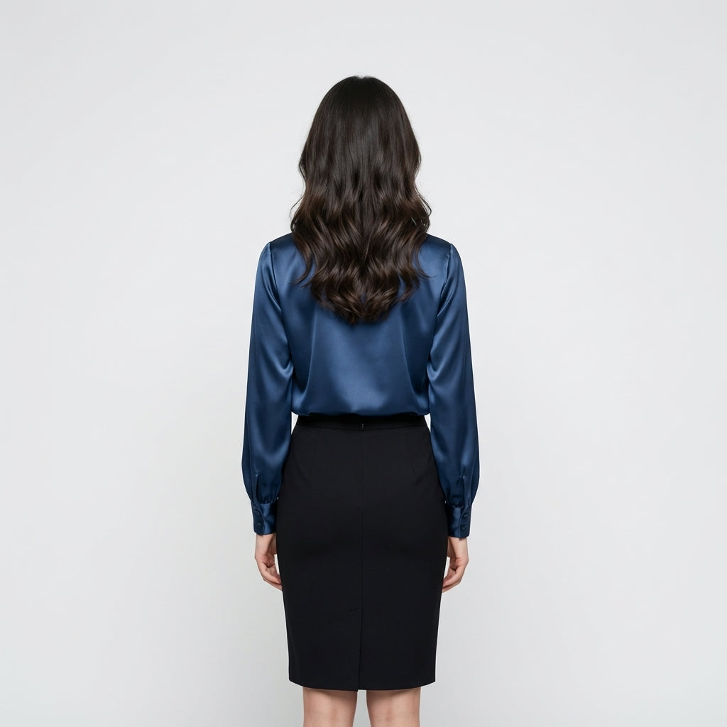 Blue Satin Blouse