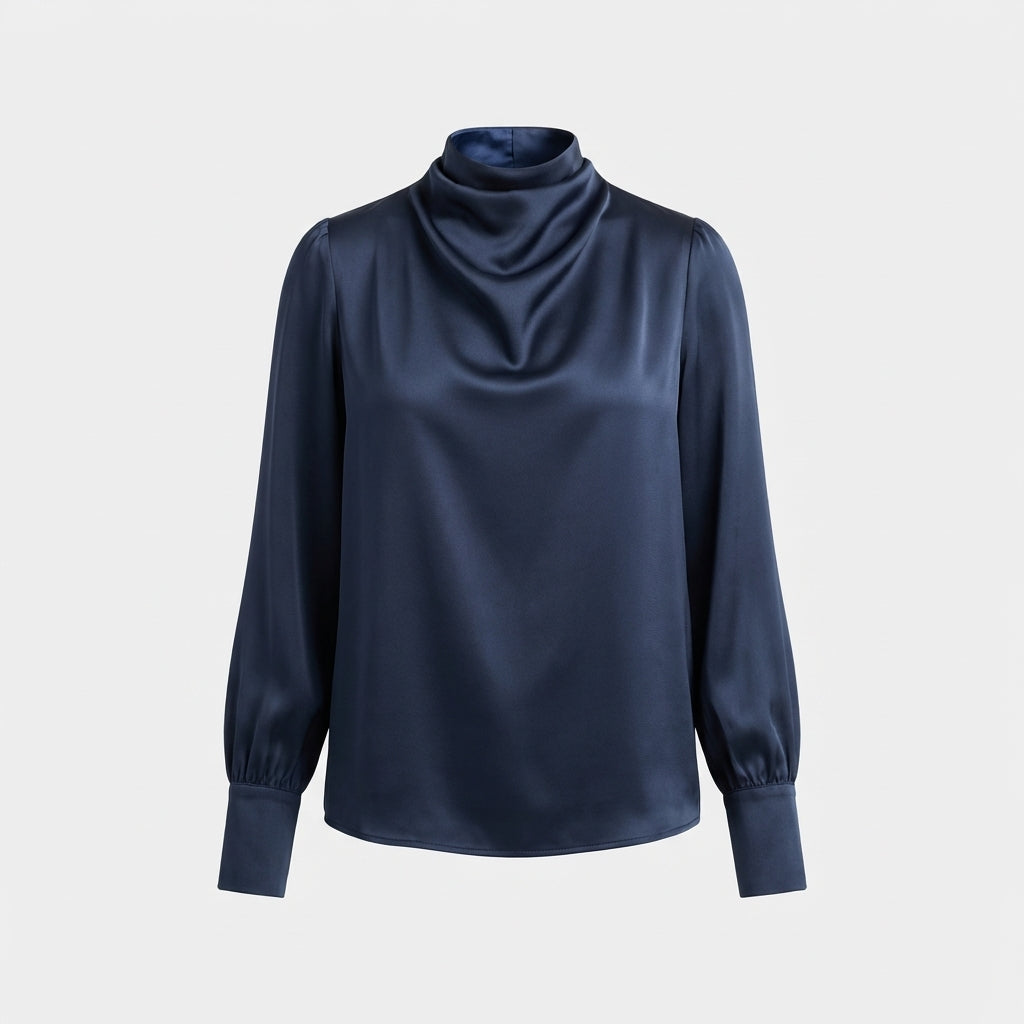 Blue Satin Blouse