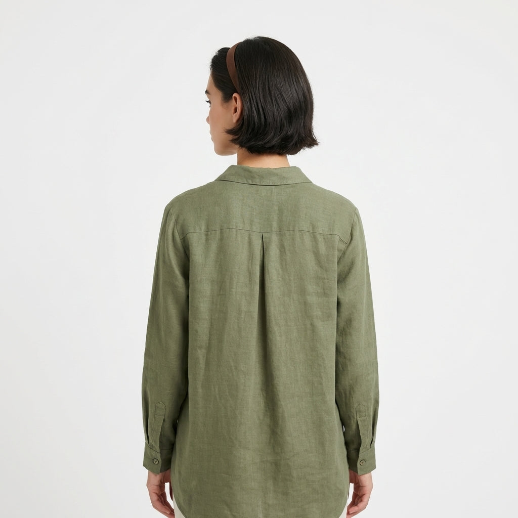 Green Linen Blouse
