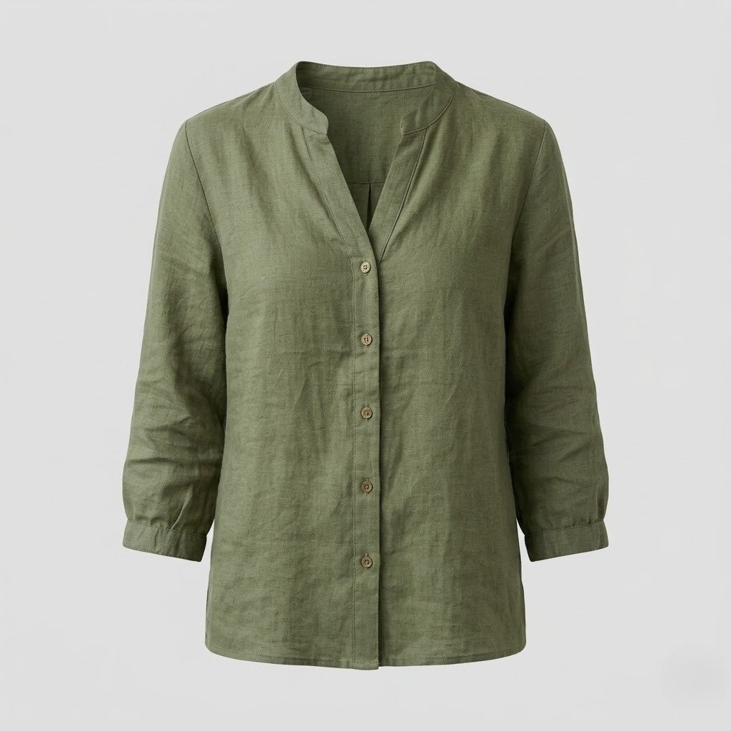 Green Linen Blouse