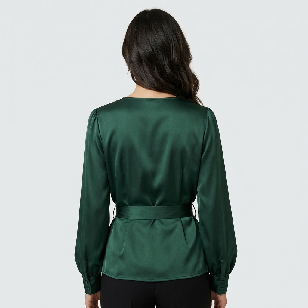 Green Satin Blouse